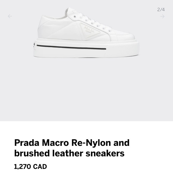Prada Sneakers only worn 3 times. Comes with box dust bag and authenticity card. - Picture 4 of 7